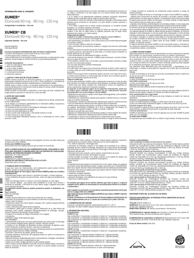XUMER XUMERCB Prospecto para Pacientes RAFFO | PDF | Aspirina | Infarto ...