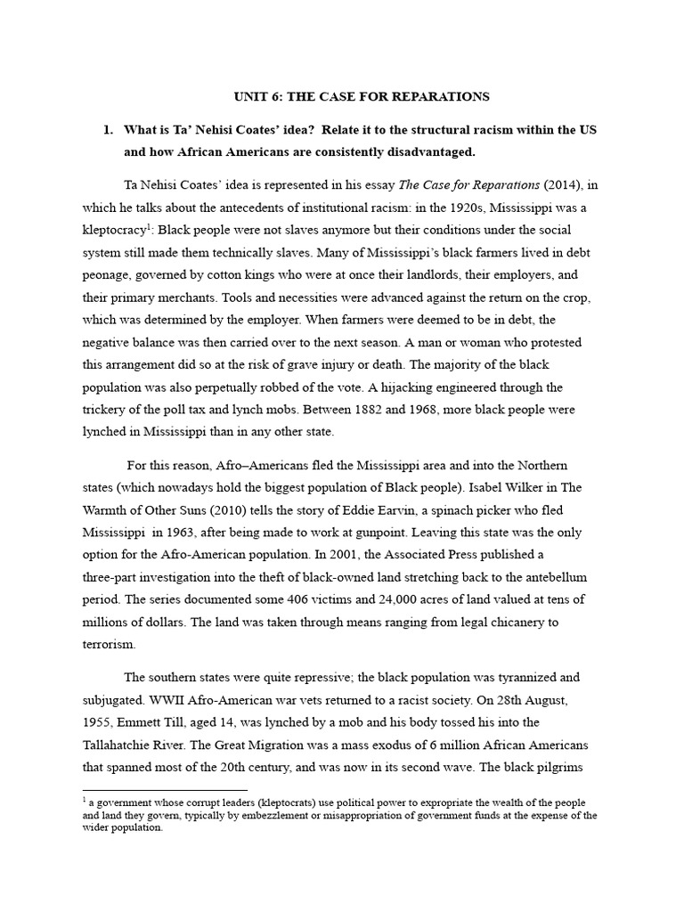 Understanding Coates' Case for Reparations | PDF | Federal Housing ...