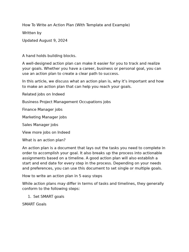 How to Write an Action Plan (With Template and Example) | PDF | Goal ...