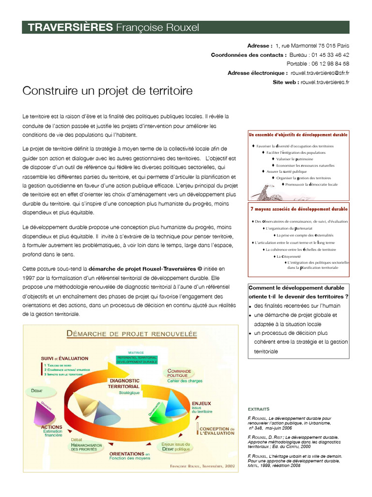 Projet de territoire et développement durable | PDF | Développement ...
