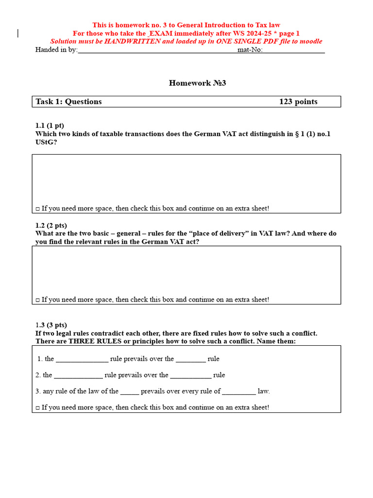 Tax Law Homework for Students | PDF | Double Taxation | Taxes
