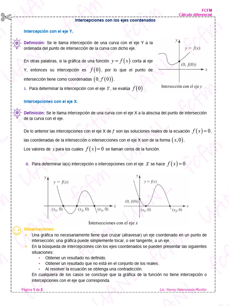 Intercepciones y Simetría de Funciones | PDF | Sistema de coordenadas ...