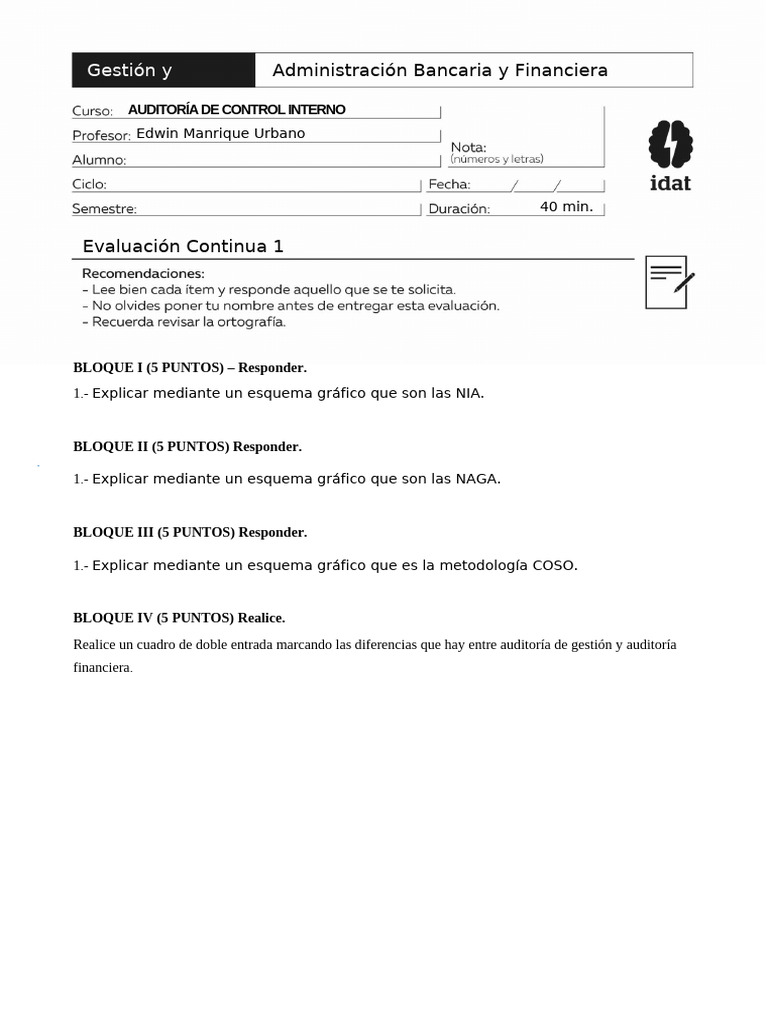 Auditoria de Control Interno | PDF
