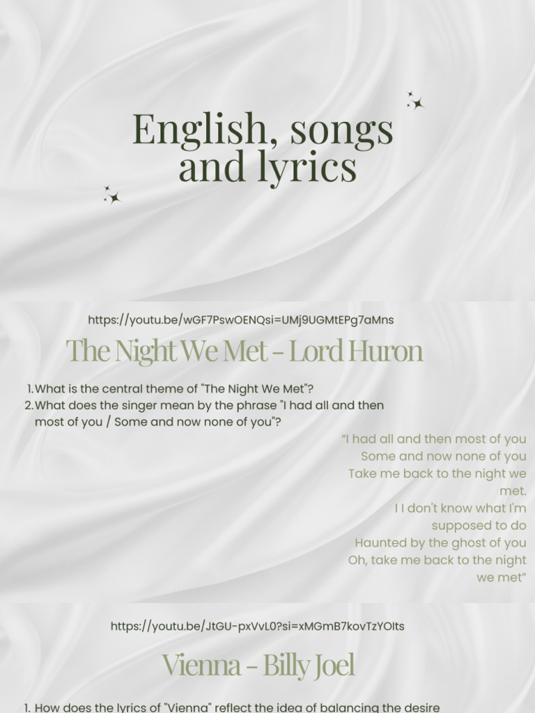 English, Songs and Lyrics | PDF