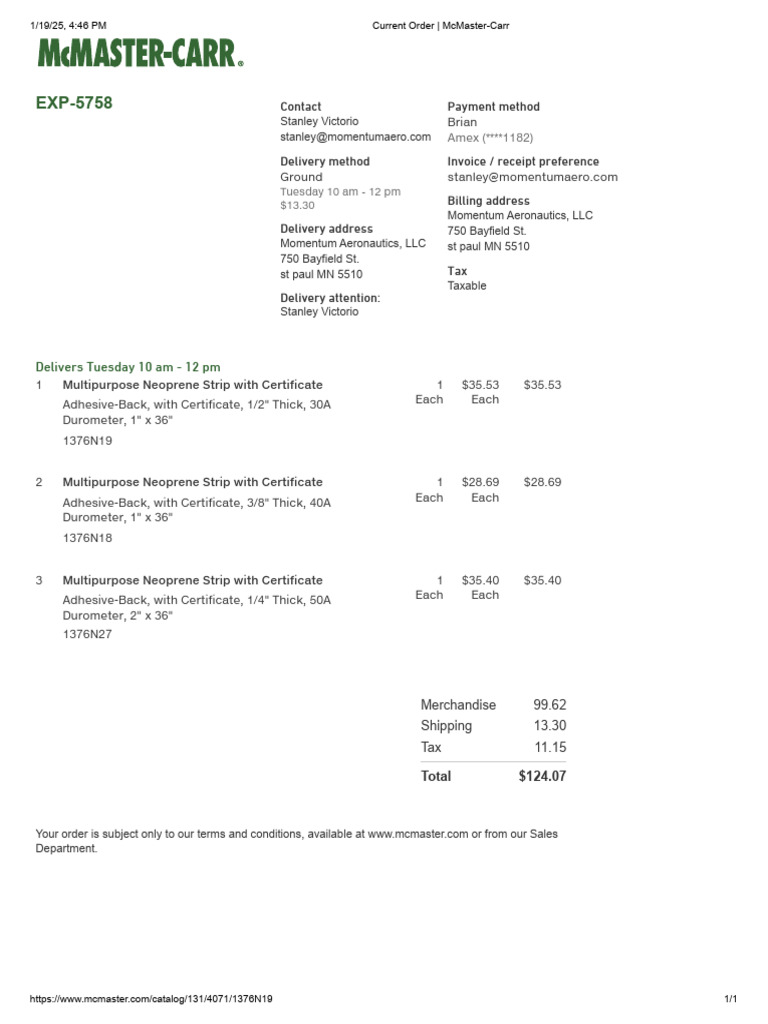 Neoprene Strips Order Invoice Pdf Payments Taxes