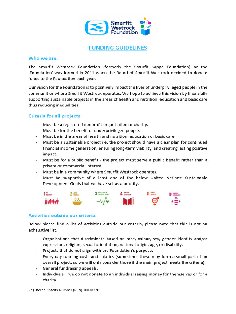 SW Foundation Funding Guidelines | PDF