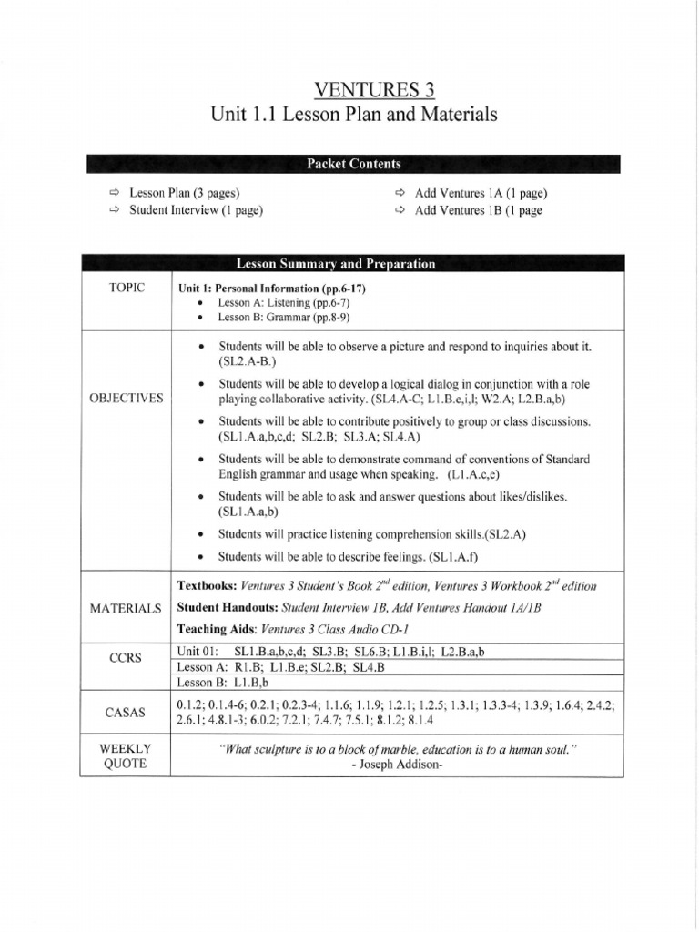 VENTURES-3-Lesson-1.1-DUBLIN | PDF