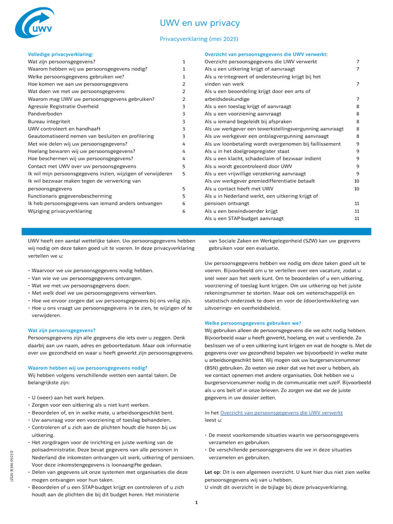 Uwv en Uw Privacy Tcm94 458966 | PDF
