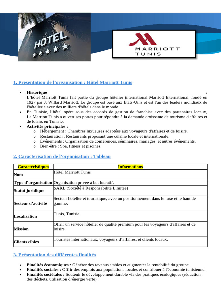 Hôtel Marriott Tunis : Luxe et Défis | PDF | Hôtellerie | Hôtel