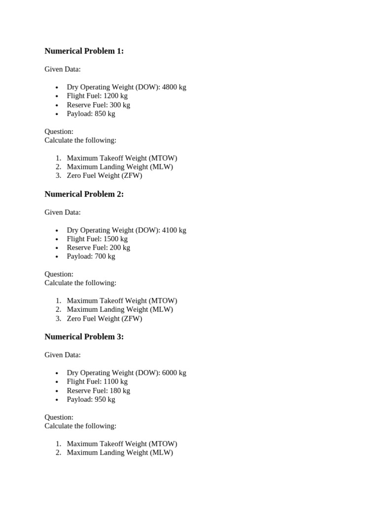 Aircraft Weight Calculations | PDF