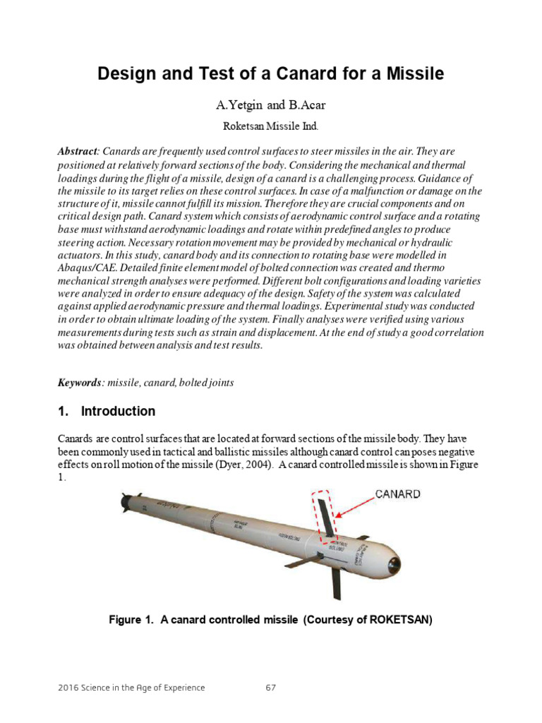 Canard Design for Missile Control Systems | PDF | Aerodynamics | Stress ...