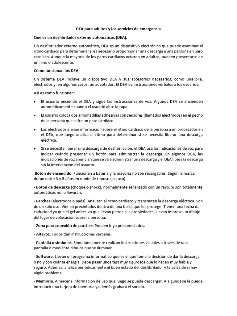 DEA para adultos y los servicios de emergencia | PDF | Reanimación ...