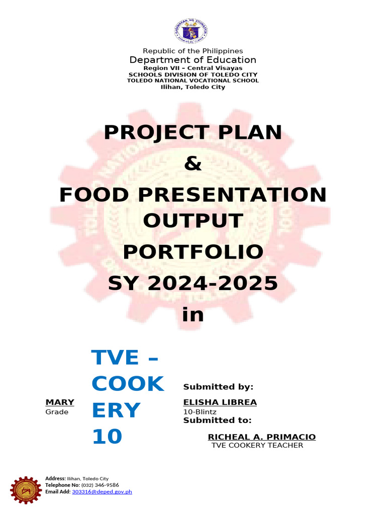 Grade 10 Cookery Project Plan | PDF