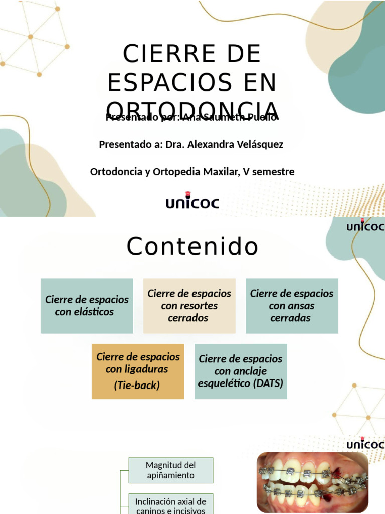 Cierre de Espacios en Ortodoncia | PDF | Ortodoncia | Ramas de Odontología
