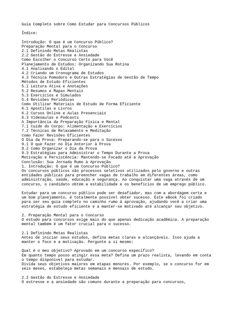 Guia Prático para Estudar Concursos | PDF | Aprendizado | Motivação