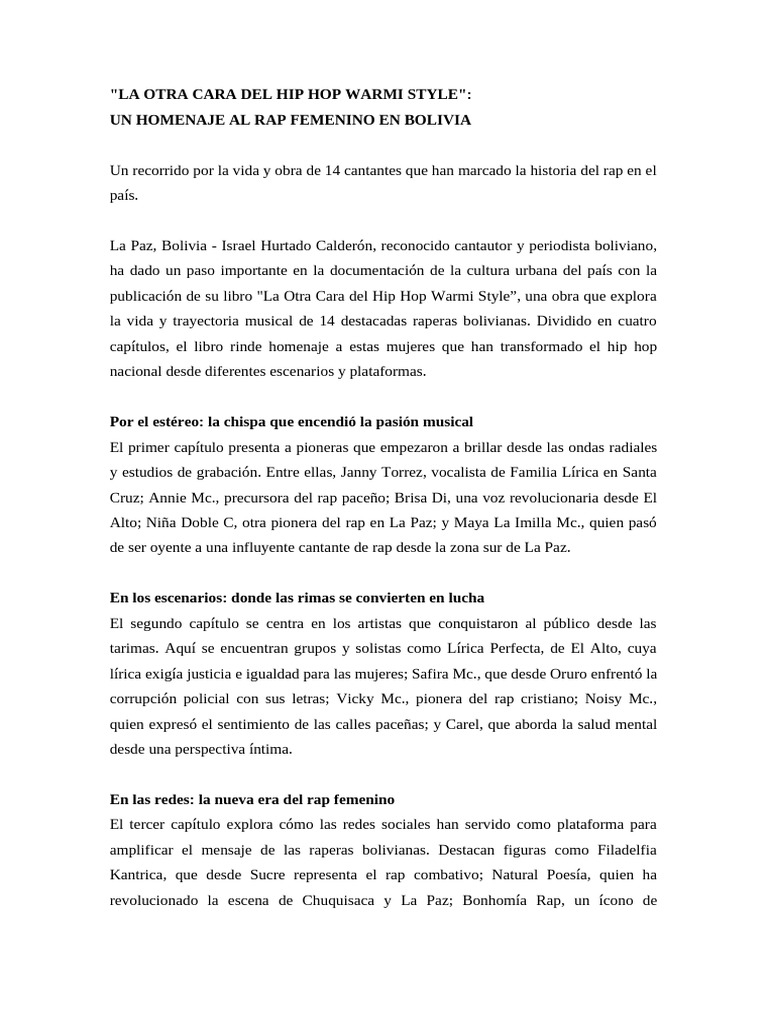 La Otra Cara Del Hip Hop Warmi Style | PDF | Música hip-hop | Golpecitos