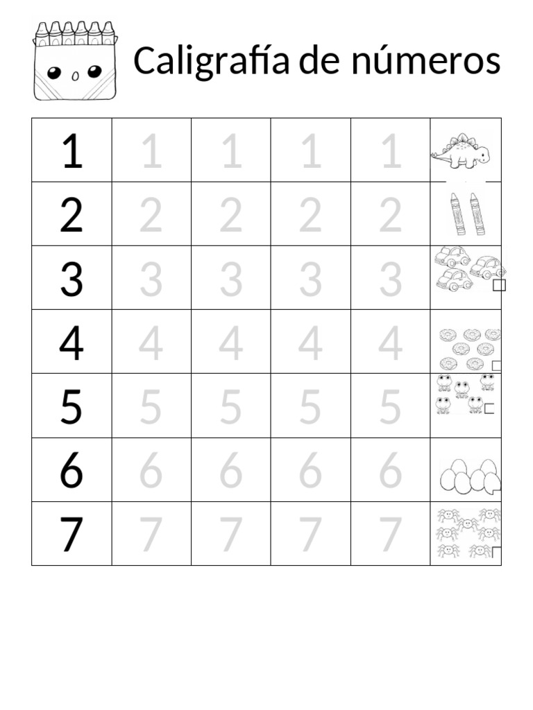 Caligrafía de Números para Niños | PDF