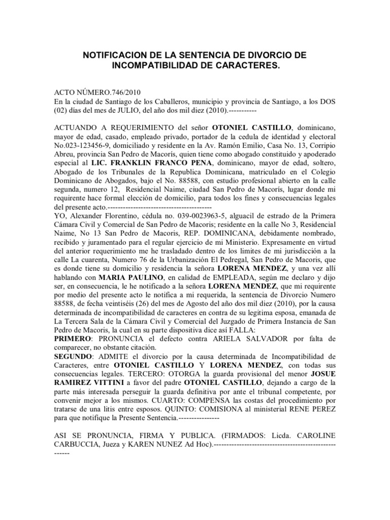 Notificación de Sentencia de Divorcio | PDF | Política | Ciencias sociales