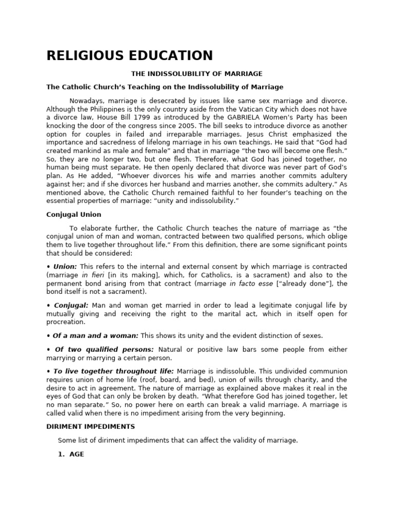 Diriment Impediments in Catholic Marriage | PDF | Annulment | Marriage