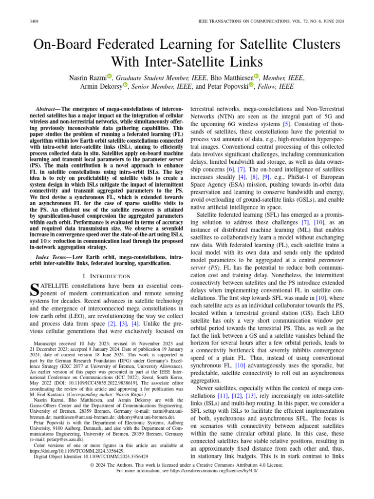 On-Board Federated Learning For Satellite Clusters With Inter-Satellite ...