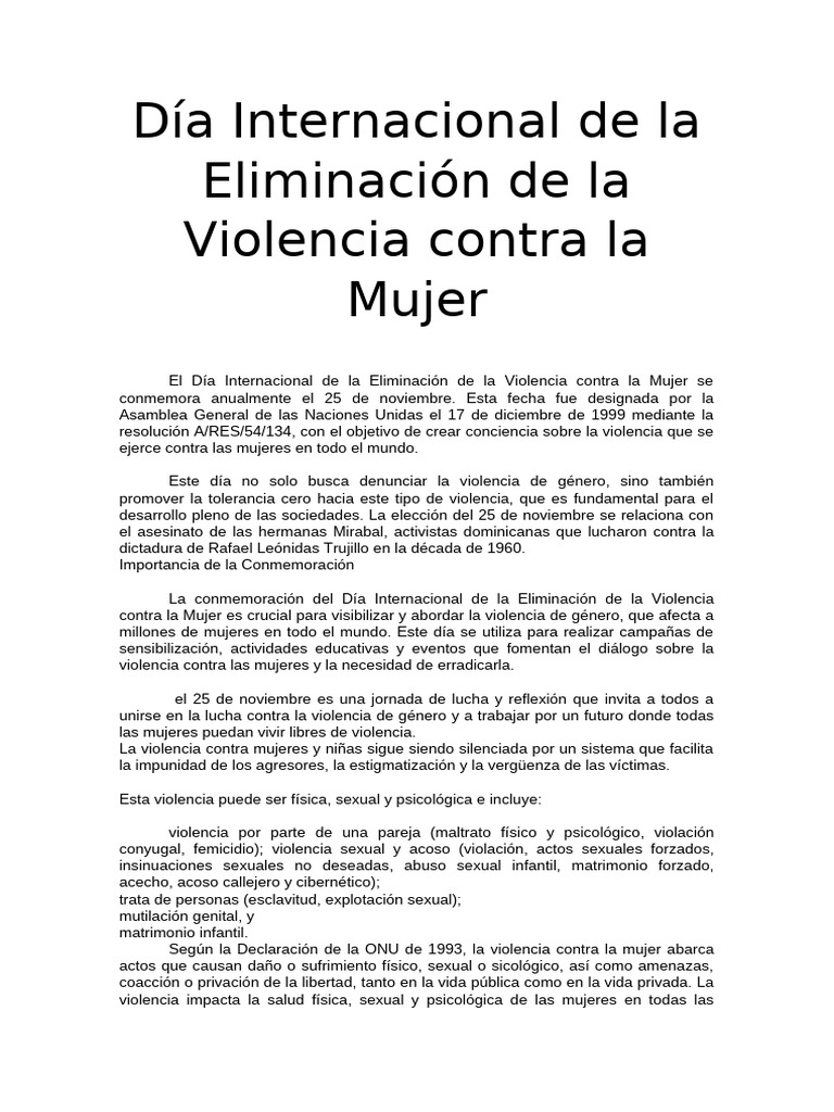 Eliminación de Violencia de Género | PDF | La violencia contra las ...