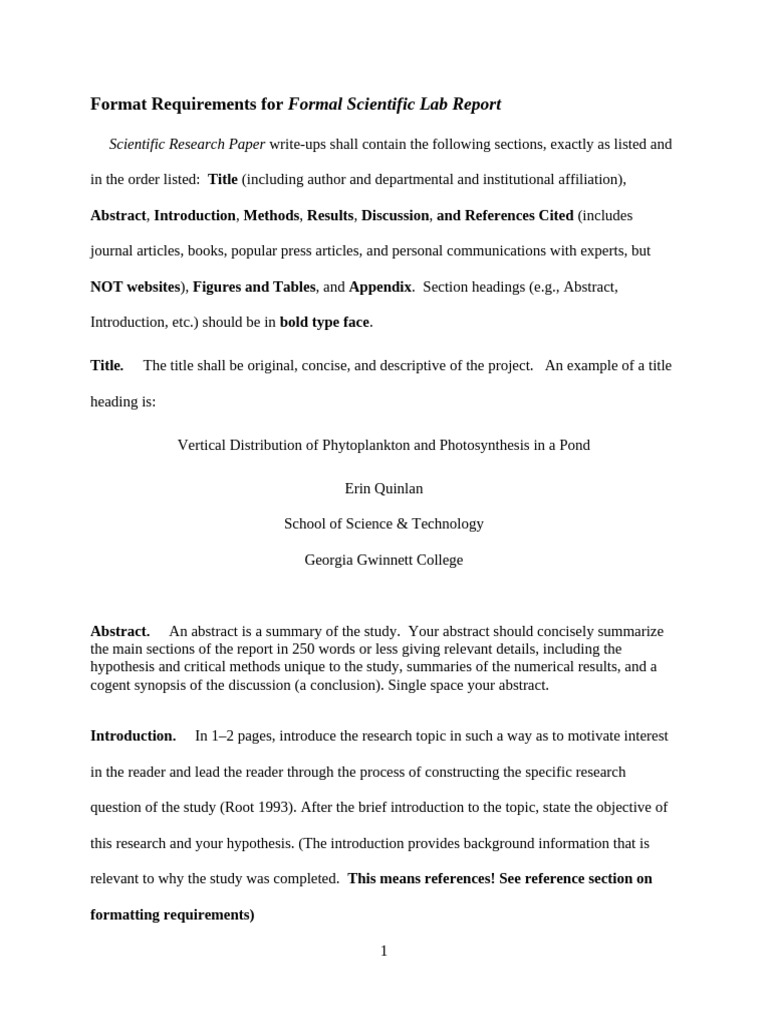 Lab Report Format Guidelines | PDF | Abstract (Summary) | Science