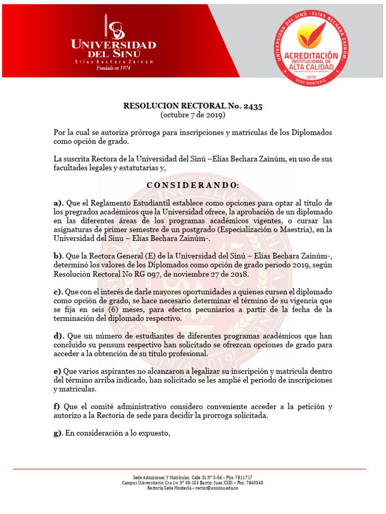 Prórroga Inscripciones Diplomados 2019 | PDF