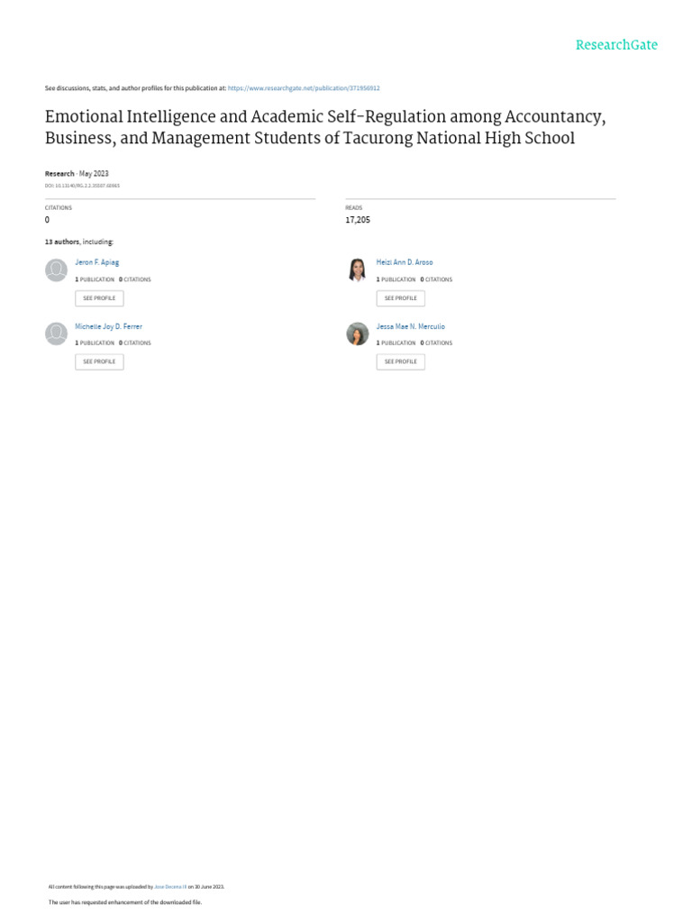 Emotional Intelligence in ABM Students | PDF | Emotional Intelligence ...