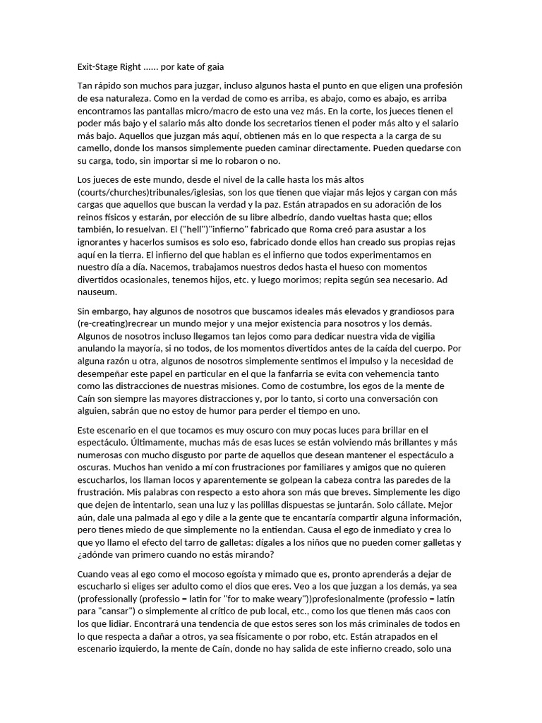 Exit-Stage Right ...... Por Kate of Gaia | PDF | Verdad | Ligero