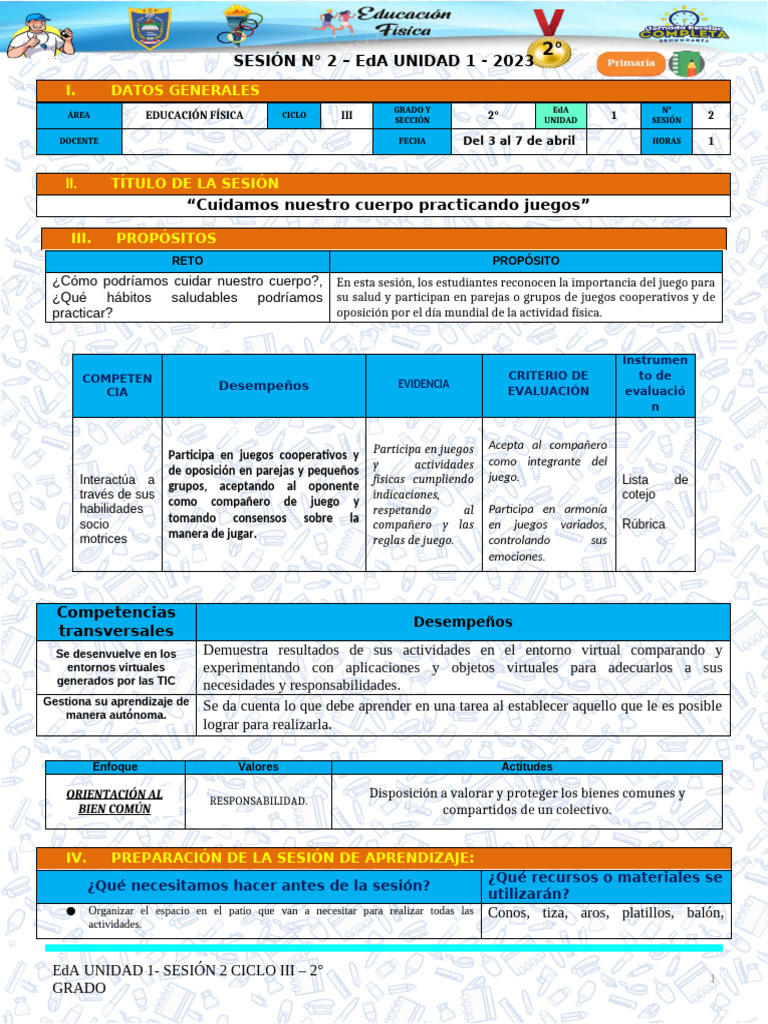 Sesión 2 Eda - Unidad 1 Iii - 2° | PDF | Evaluación | Aprendizaje