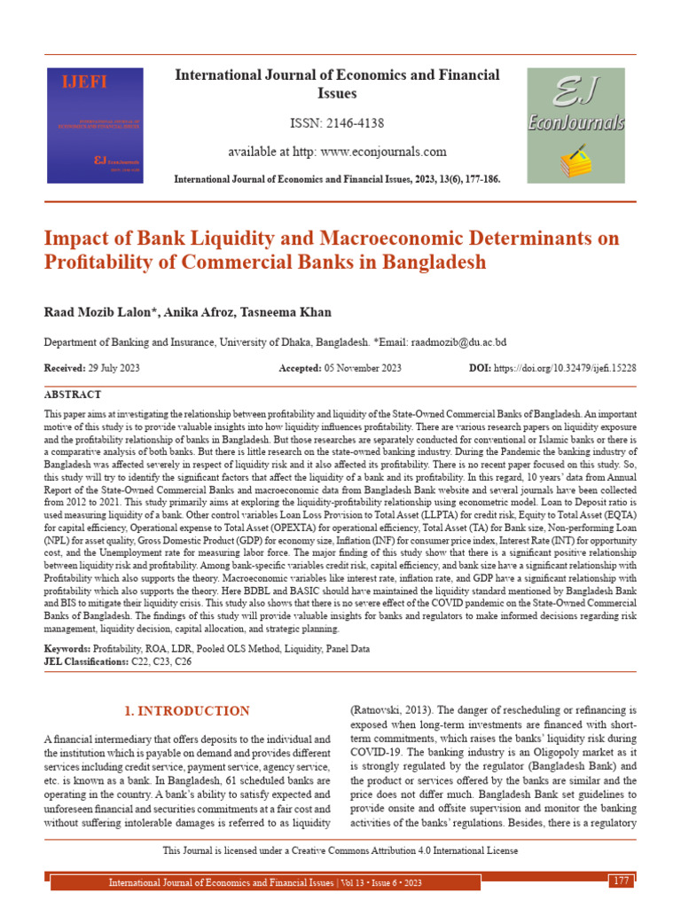 Impact of Bank Liquidity and Macroeconomic Determinants on | PDF ...