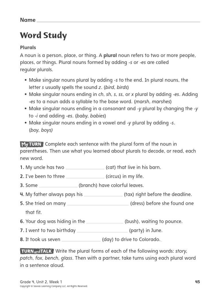 Word study plurals | PDF