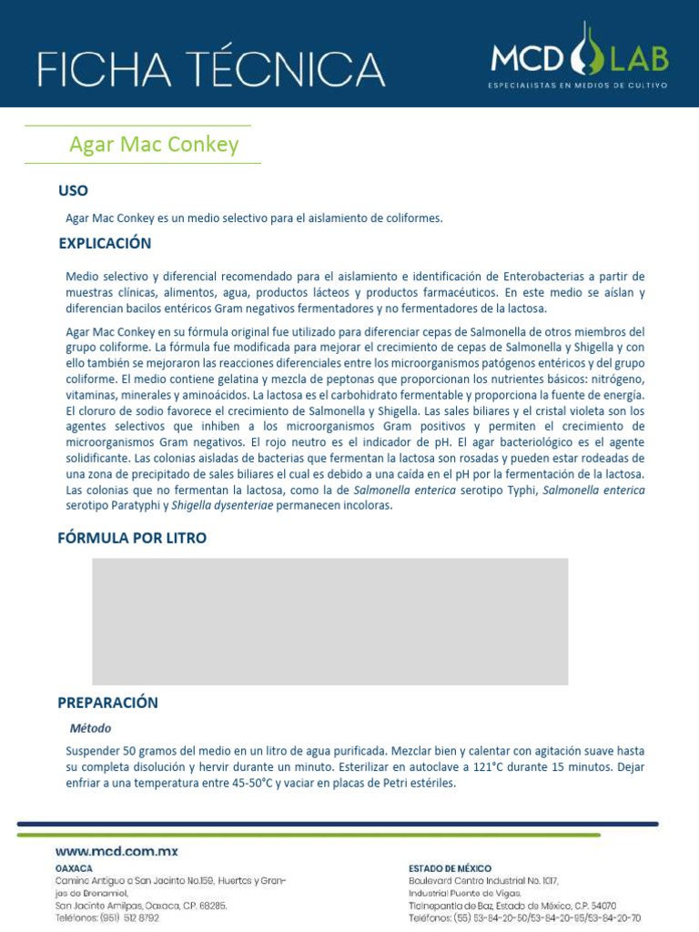 Uso y preparación de Agar Mac Conkey | PDF | Microbiología