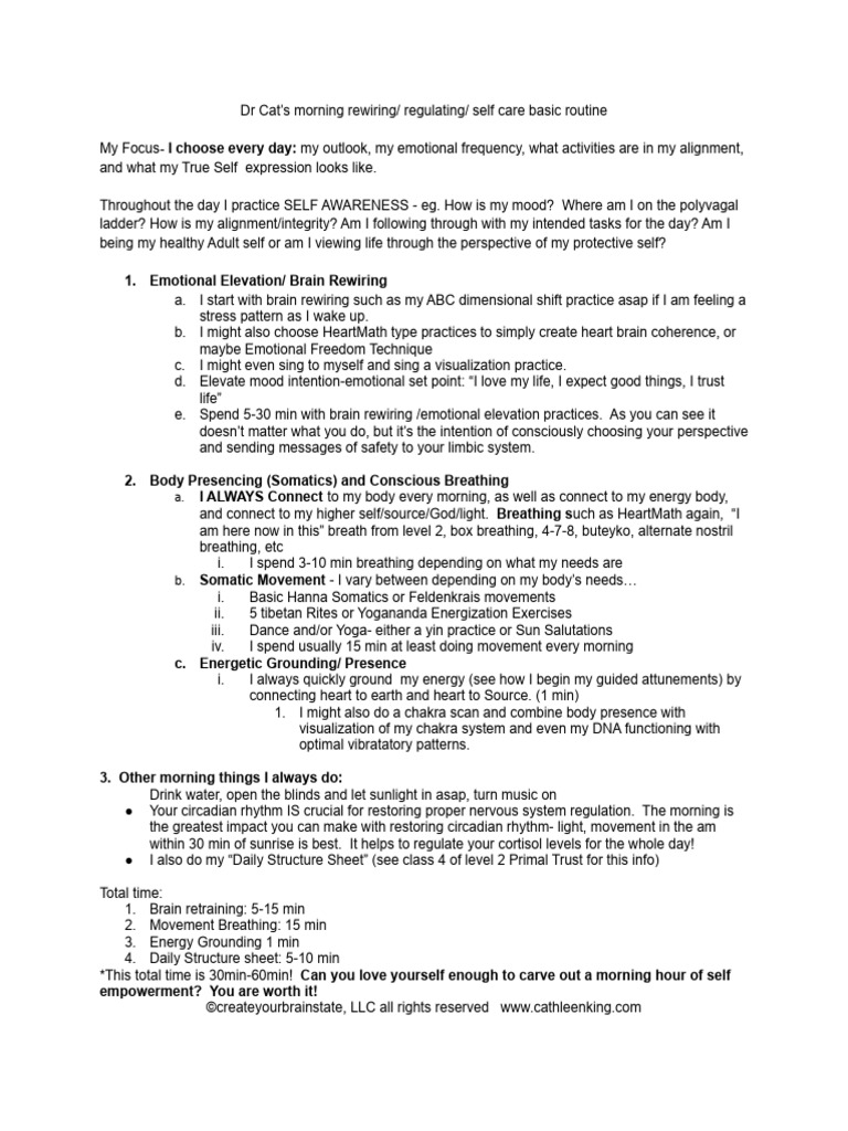 DR Cats Neuroplasticity Morning Routine Example | PDF | Brain ...