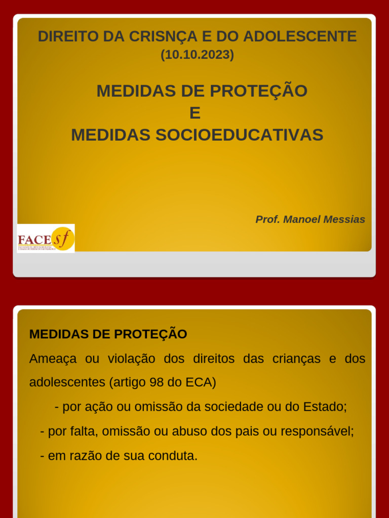 Medidas de Proteção e Socioeducativas ECA | PDF | Família | Adolescência