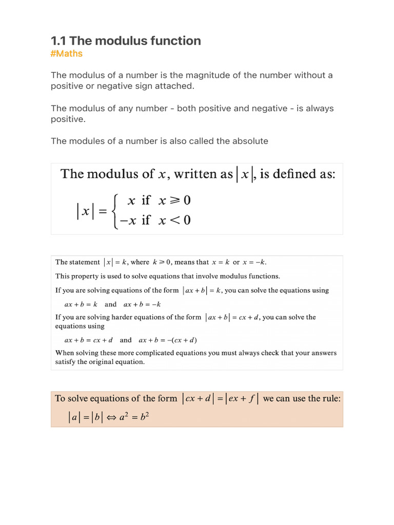 1.1 The modulus function | PDF