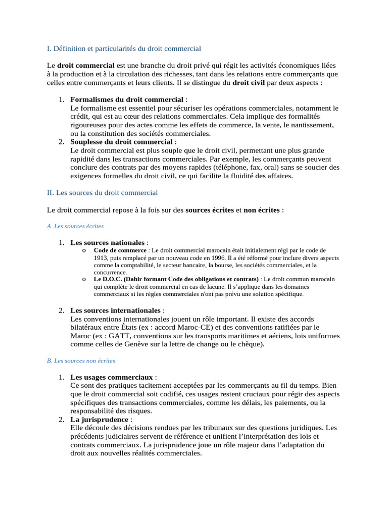 Droit commercial : Définition et sources | PDF | Banques | Crédit