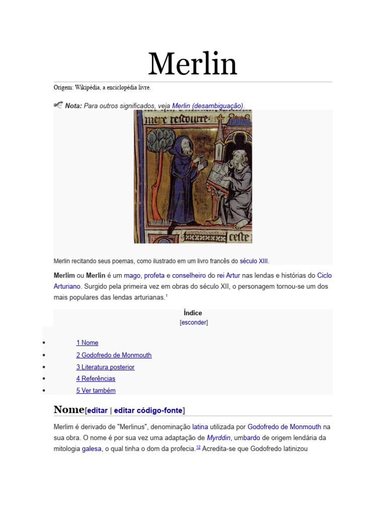 Merlin: Mito e História Arturiana | PDF | Merlim | Personagens arturianos