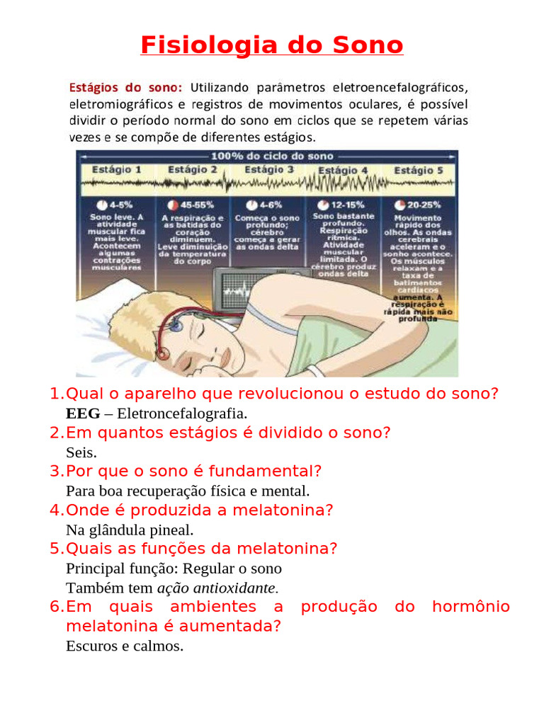 Fisiologia do Sono: Estágios e Funções | PDF | Dormir | Ronco