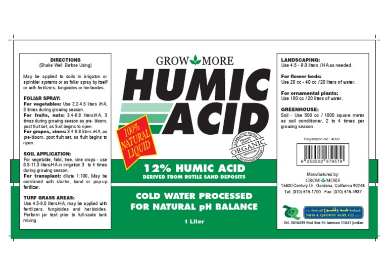 Humic Acid Application Guide | PDF