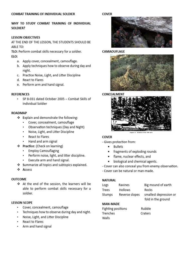 Individual Soldier Combat Training Skills | PDF | Camouflage | Shadow