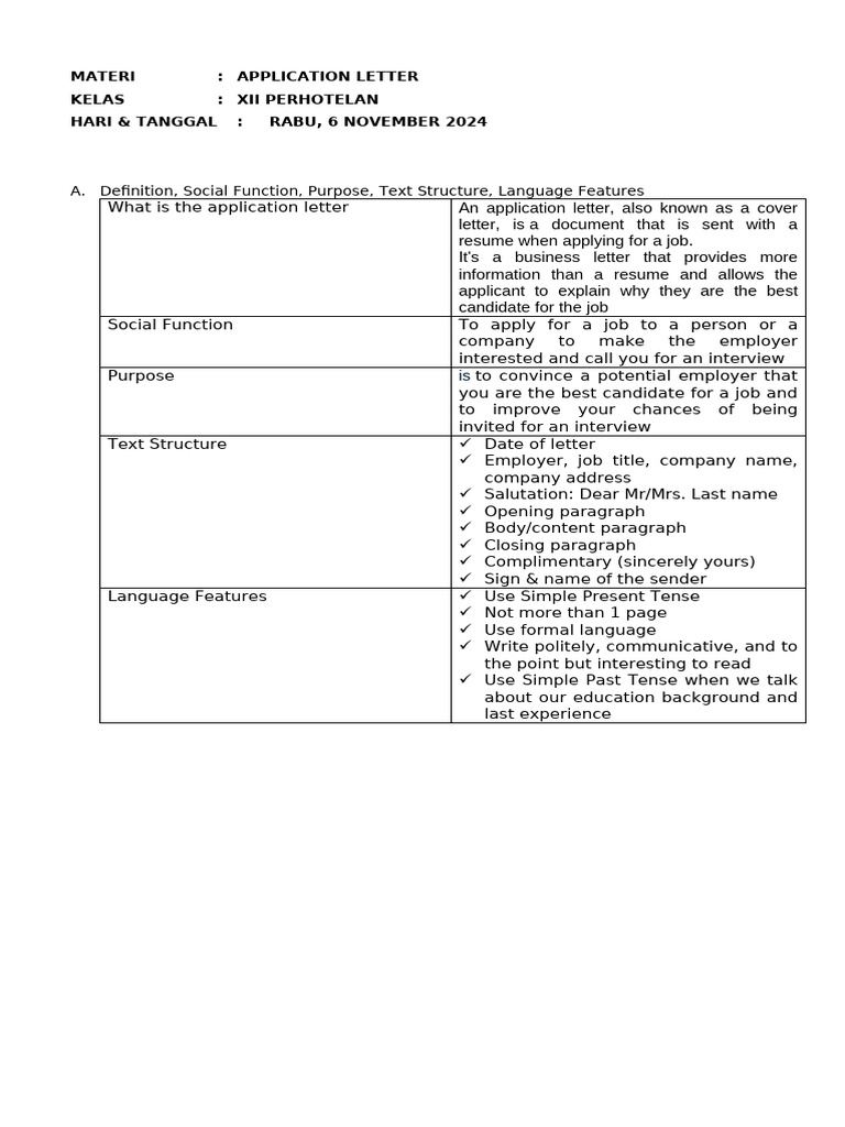 Application Letter Guide for Students | PDF