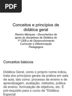 Conceitos e princípios de didática geral