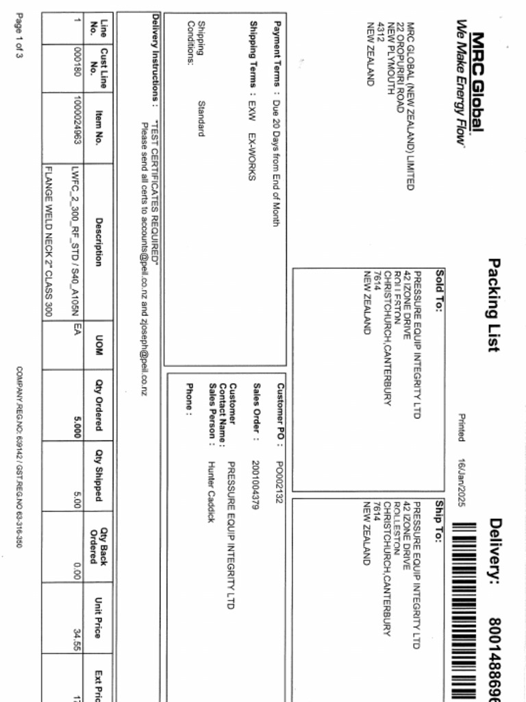 Packing List | PDF
