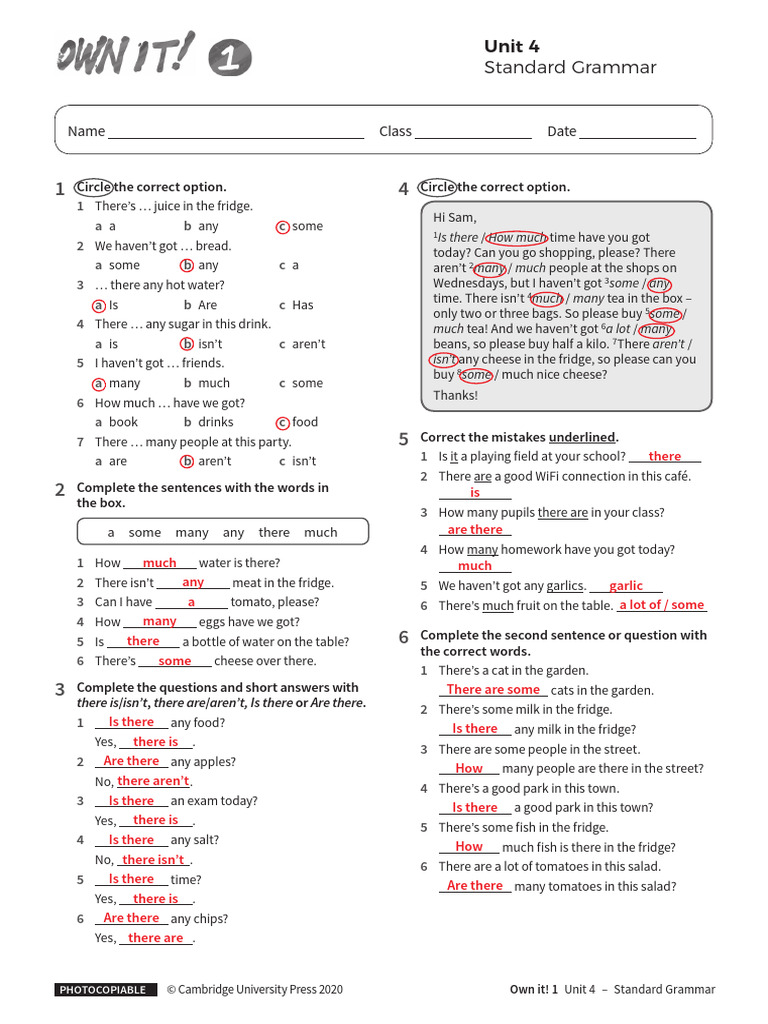 Standard Grammar Exercises for Unit 4 | PDF | Cuisine | Foods