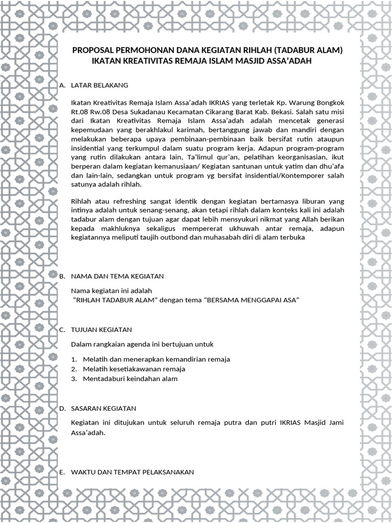 Rihlah Tadabur Alam IKRIAS 2023 | PDF
