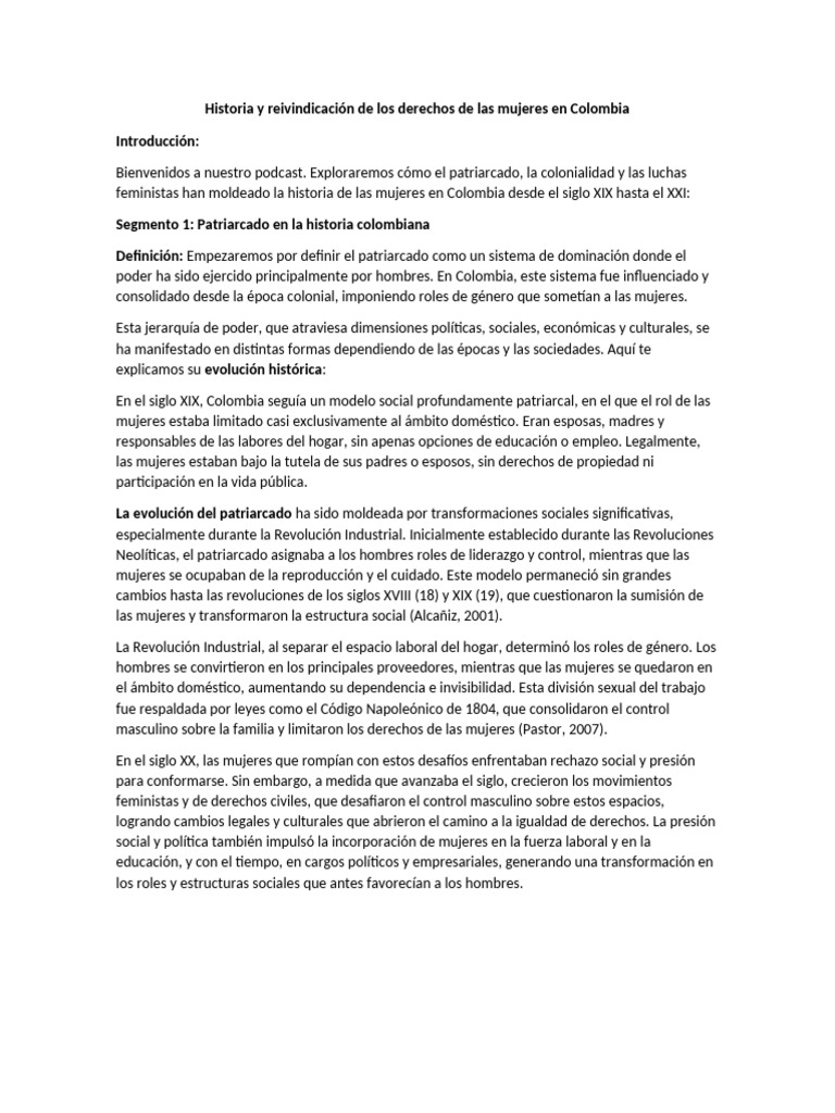 Derechos de las mujeres en Colombia | PDF | Estudios de género | Feminismo