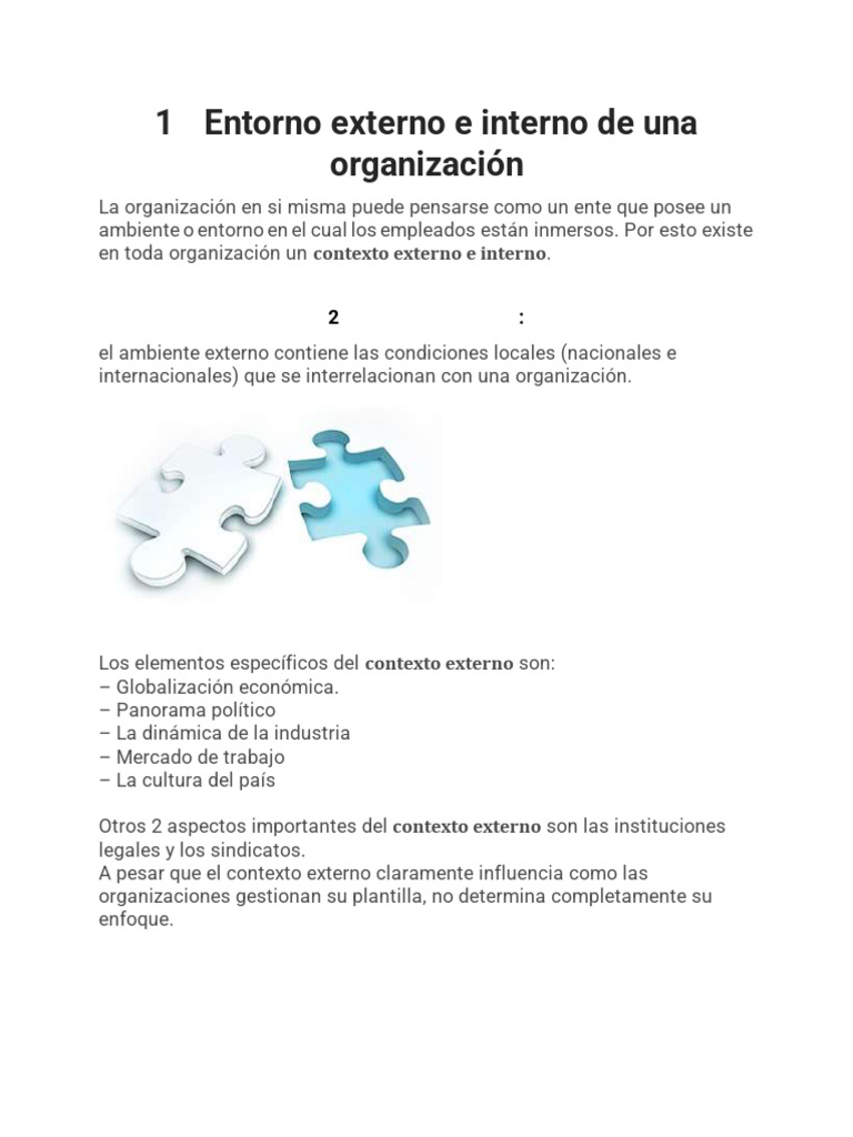 Entornos Externo e Interno en Organizaciones | PDF