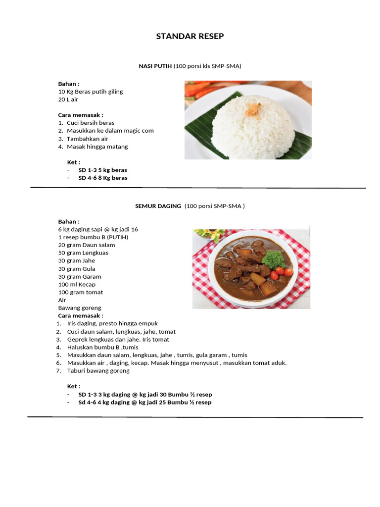 Standar Resep | PDF