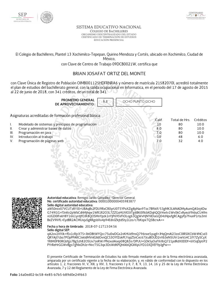 Colbach Certificado | PDF | Pensamiento | Plan de estudios